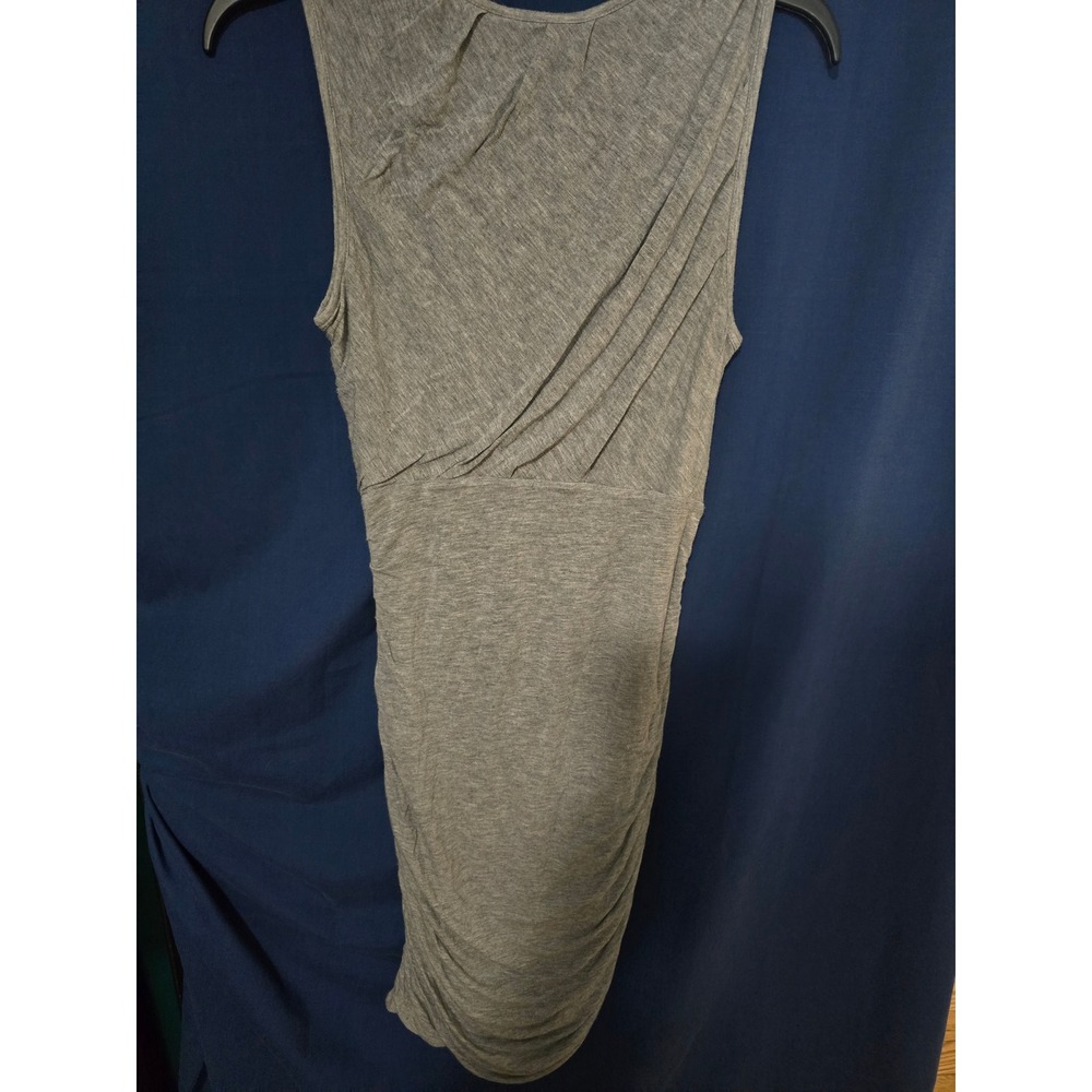 Diane von Furstenberg DVF Gray Ruched Sleeveless Sheath Dress Large L Heathered